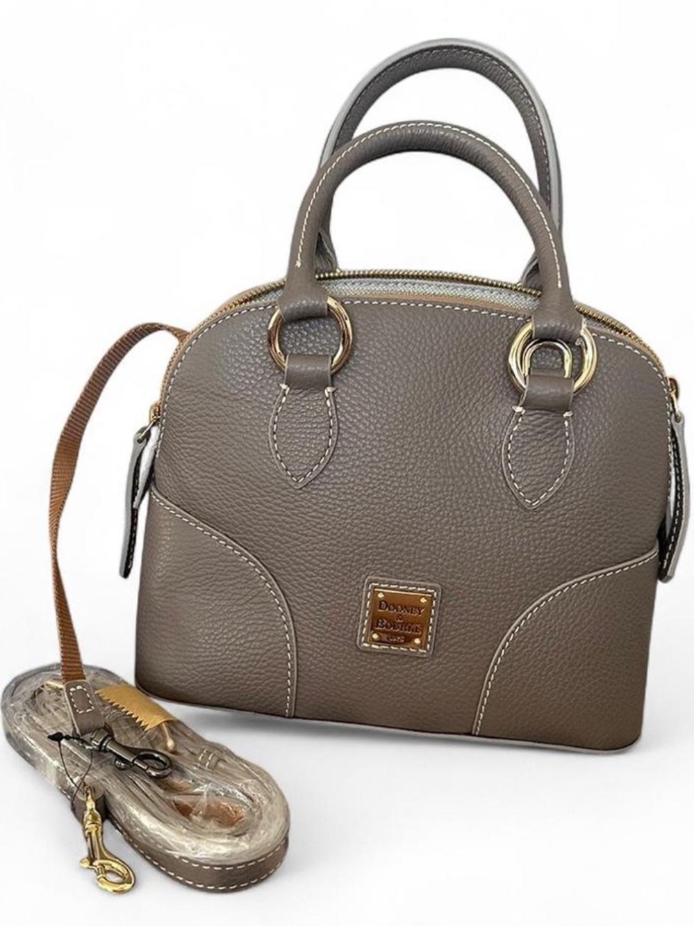 Dooney & Bourke Taupe Grey Satchel Crossbody Bag New